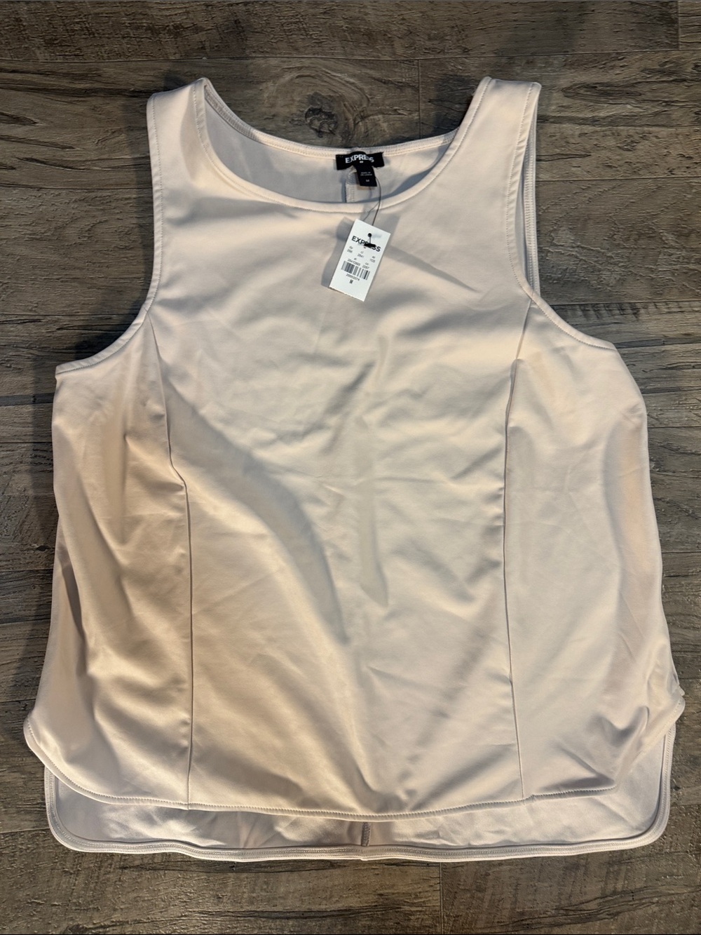NWT Express Cream Sleeveless Leathery-Front Tank Top - Size M
